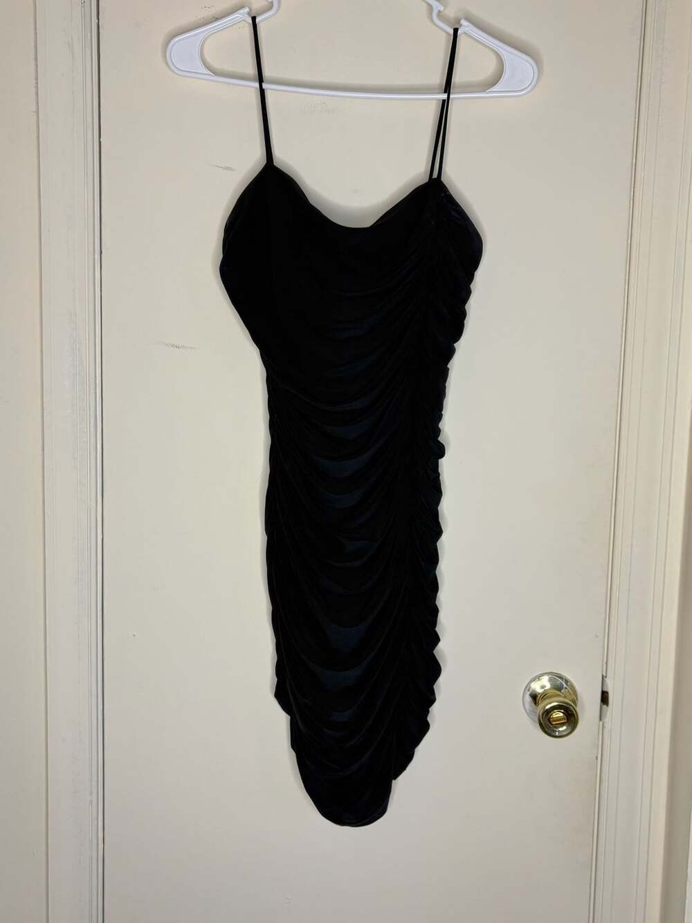 Windsor Black Ruched Mini Dress M